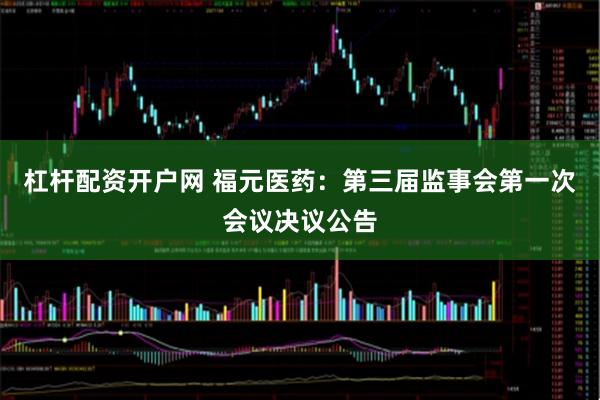 杠杆配资开户网 福元医药：第三届监事会第一次会议决议公告
