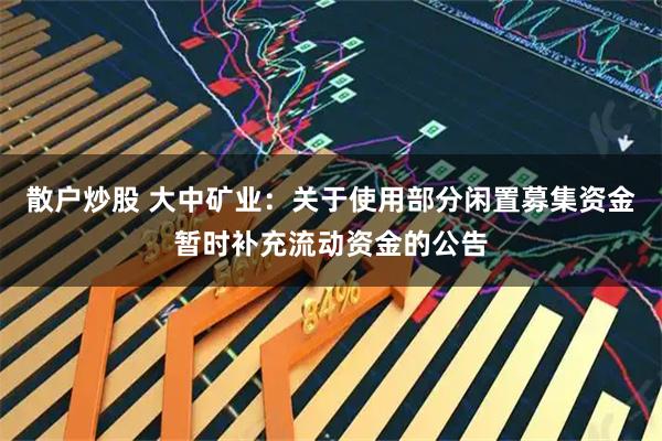 散户炒股 大中矿业：关于使用部分闲置募集资金暂时补充流动资金的公告